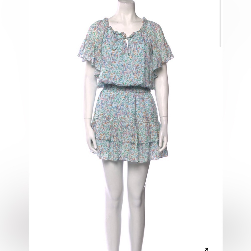 Anna Cate Kendall Spring leaf print mini dress size XS light romance flirty